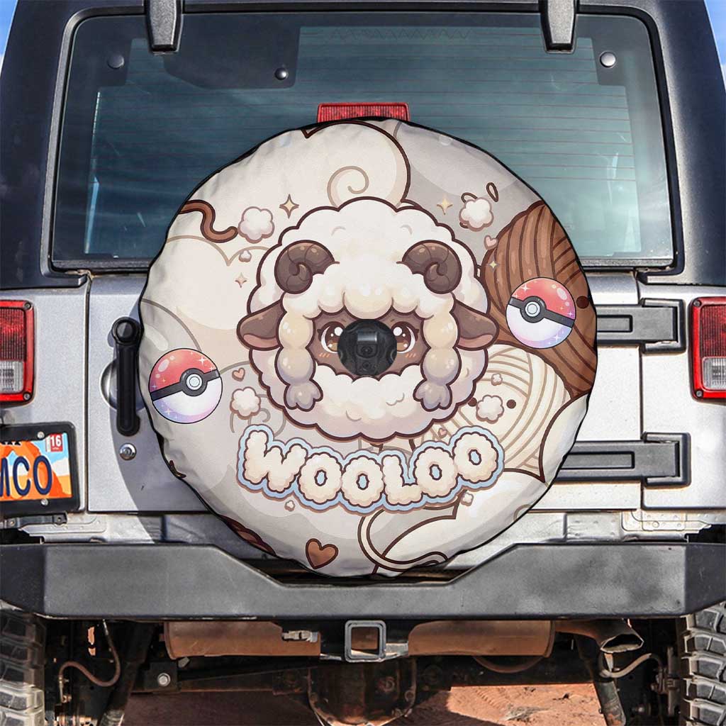 Wooloo Poké Kawaii Art Spare Tire Cover Cute Wooloo & Yarn Ball Pattern - Cozy Vibes