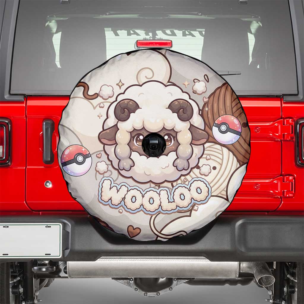 Wooloo Poké Kawaii Art Spare Tire Cover Cute Wooloo & Yarn Ball Pattern - Cozy Vibes