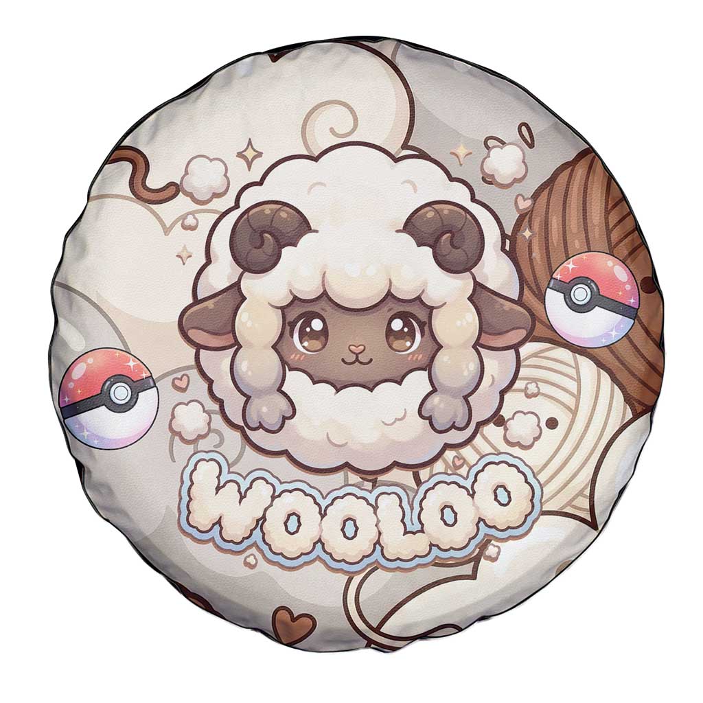 Wooloo Poké Kawaii Art Spare Tire Cover Cute Wooloo & Yarn Ball Pattern - Cozy Vibes
