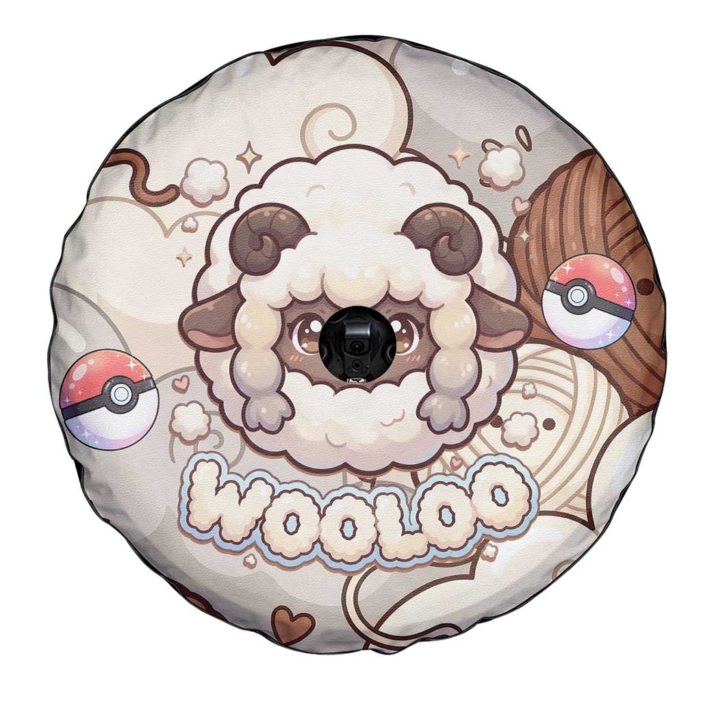Wooloo Poké Kawaii Art Spare Tire Cover Cute Wooloo & Yarn Ball Pattern - Cozy Vibes