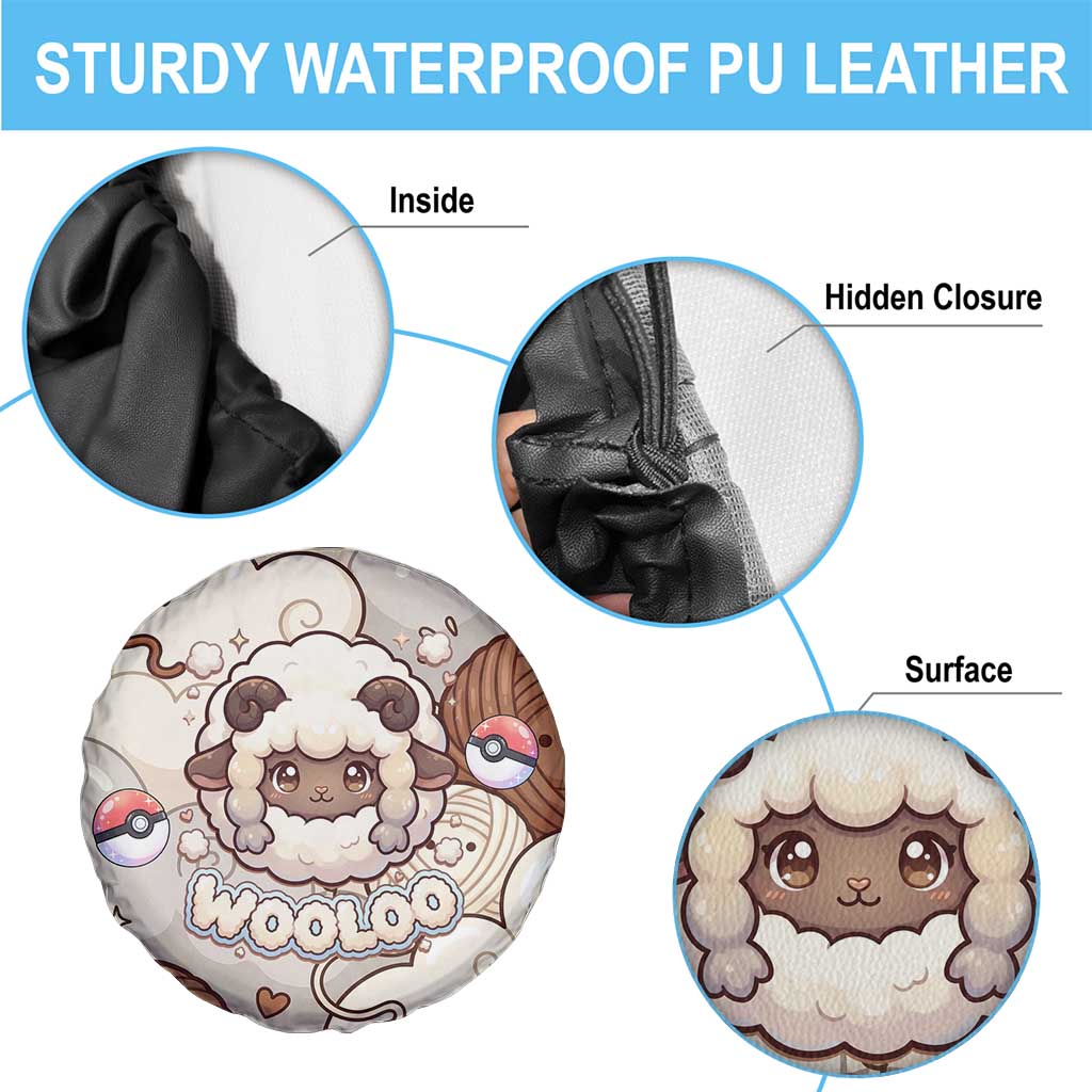 Wooloo Poké Kawaii Art Spare Tire Cover Cute Wooloo & Yarn Ball Pattern - Cozy Vibes
