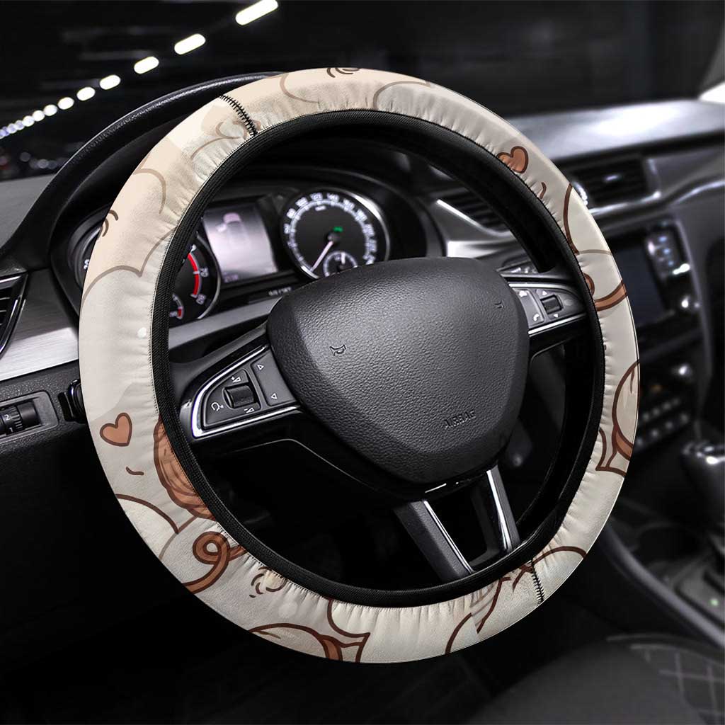 Wooloo Poké Kawaii Art Steering Wheel Cover Cute Wooloo & Yarn Ball Pattern - Cozy Vibes