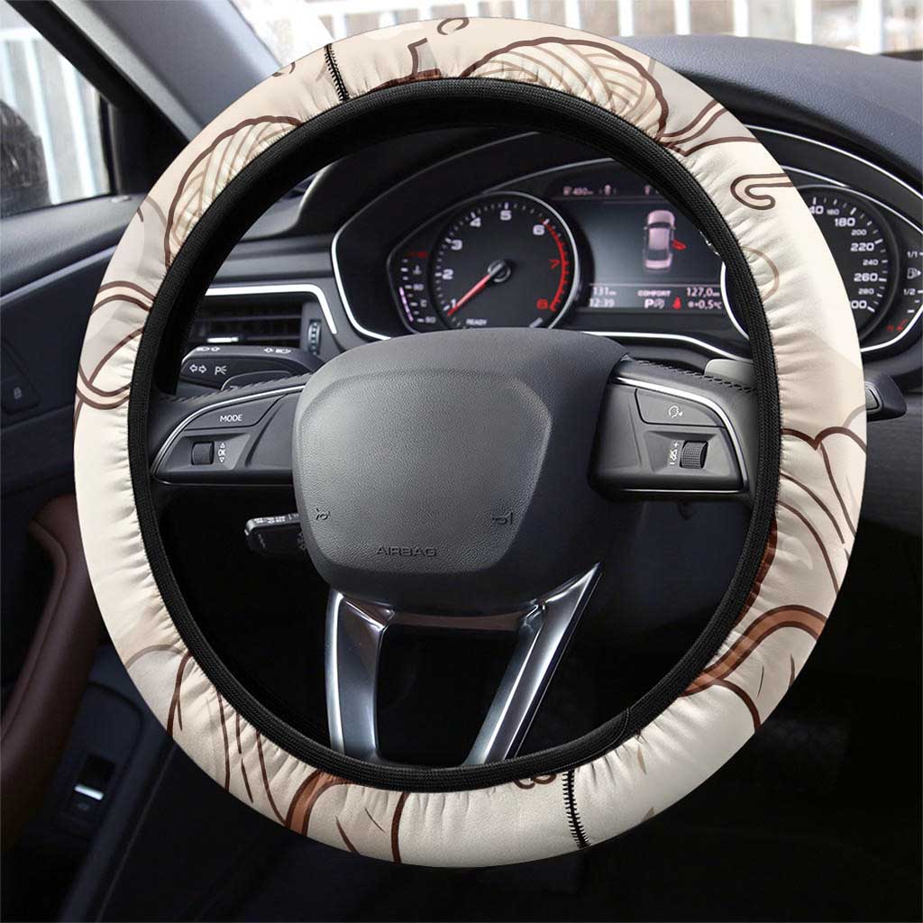 Wooloo Poké Kawaii Art Steering Wheel Cover Cute Wooloo & Yarn Ball Pattern - Cozy Vibes