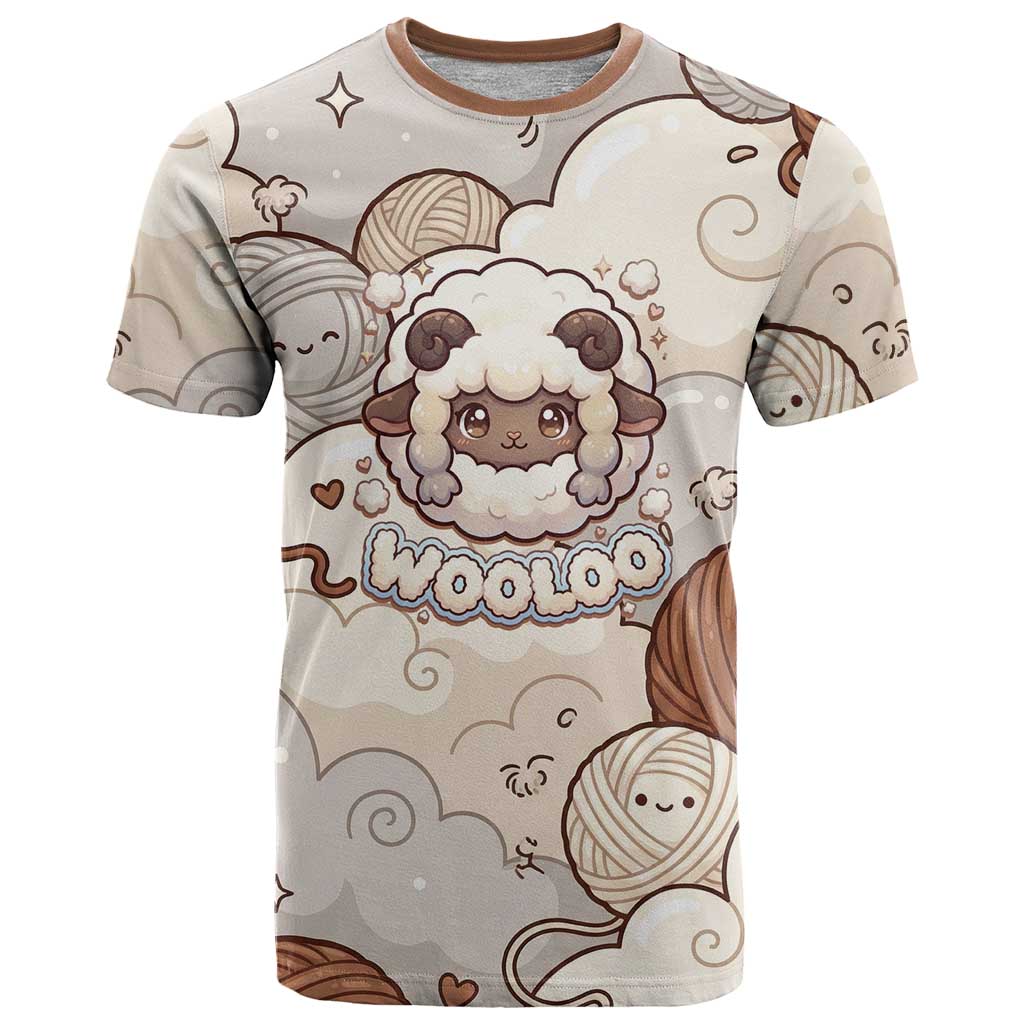 Wooloo Poké Kawaii Art T Shirt Cute Wooloo & Yarn Ball Pattern - Cozy Vibes