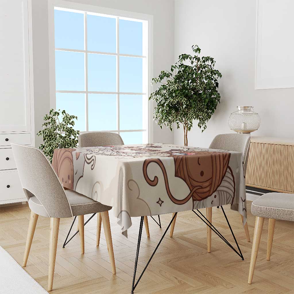Wooloo Poké Kawaii Art Tablecloth Cute Wooloo & Yarn Ball Pattern - Cozy Vibes