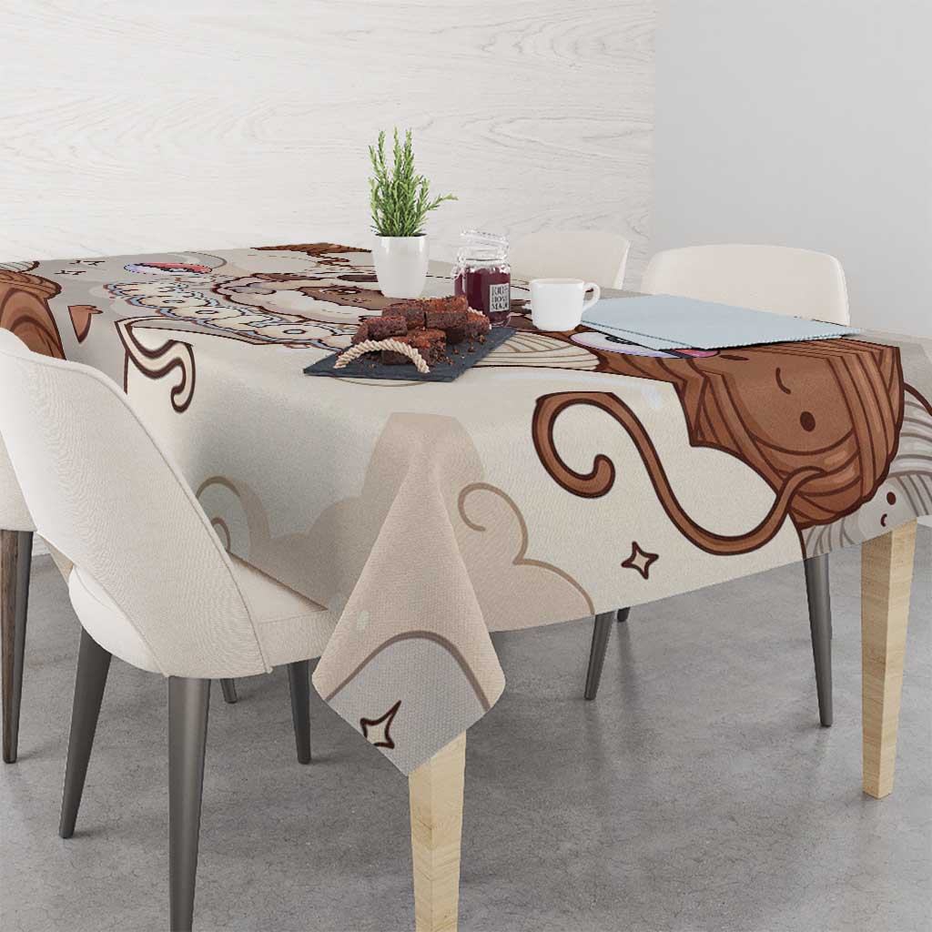Wooloo Poké Kawaii Art Tablecloth Cute Wooloo & Yarn Ball Pattern - Cozy Vibes