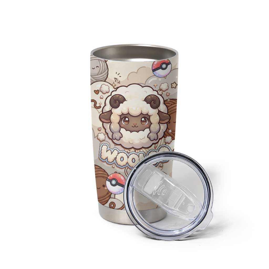 Wooloo Poké Kawaii Art Tumbler Cup Cute Wooloo & Yarn Ball Pattern - Cozy Vibes