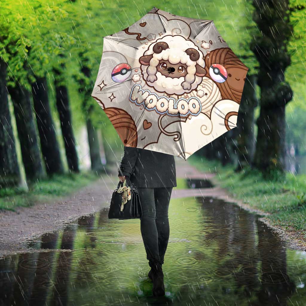 Wooloo Poké Kawaii Art Umbrella Cute Wooloo & Yarn Ball Pattern - Cozy Vibes