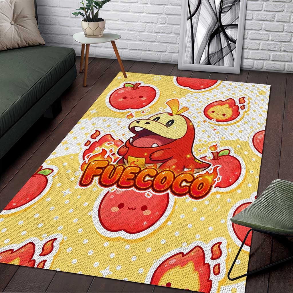Fuecoco Area Rug Kawaii Apple Flame Pop Art