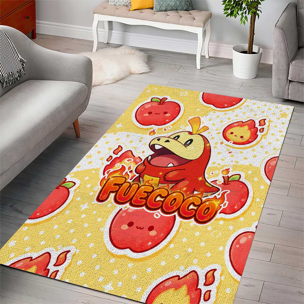 Fuecoco Area Rug Kawaii Apple Flame Pop Art