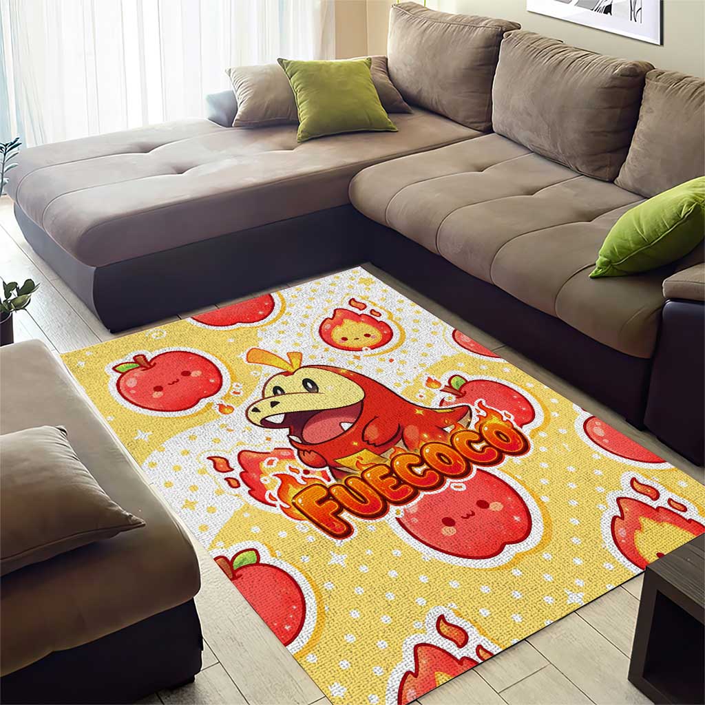 Fuecoco Area Rug Kawaii Apple Flame Pop Art