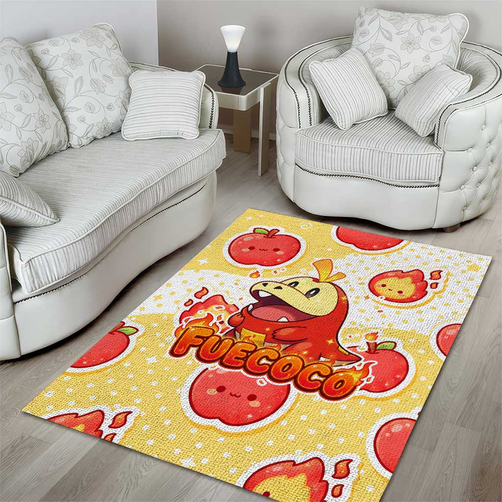 Fuecoco Area Rug Kawaii Apple Flame Pop Art