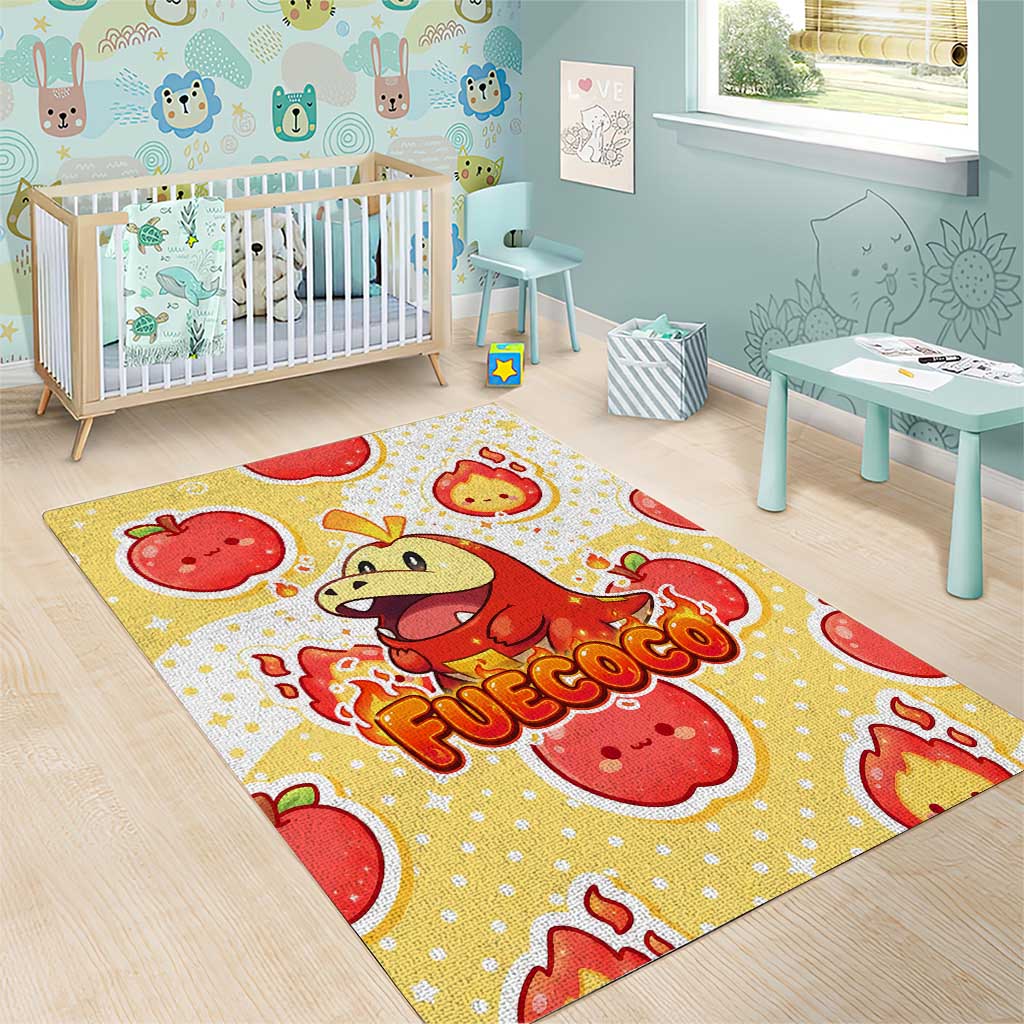 Fuecoco Area Rug Kawaii Apple Flame Pop Art