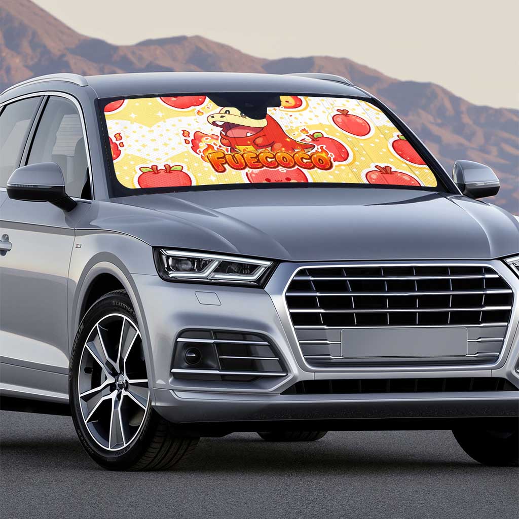 Fuecoco Auto Sun Shade Kawaii Apple Flame Pop Art