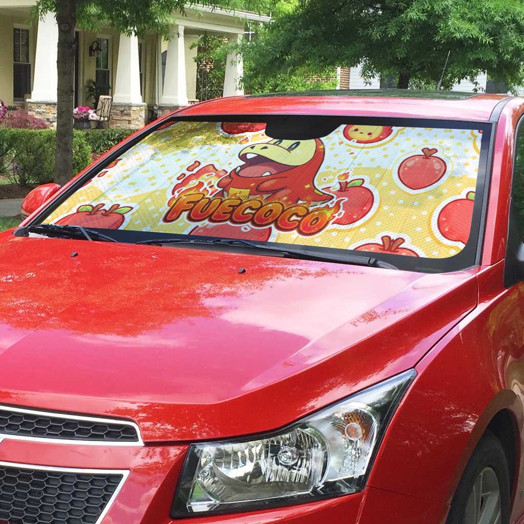 Fuecoco Auto Sun Shade Kawaii Apple Flame Pop Art