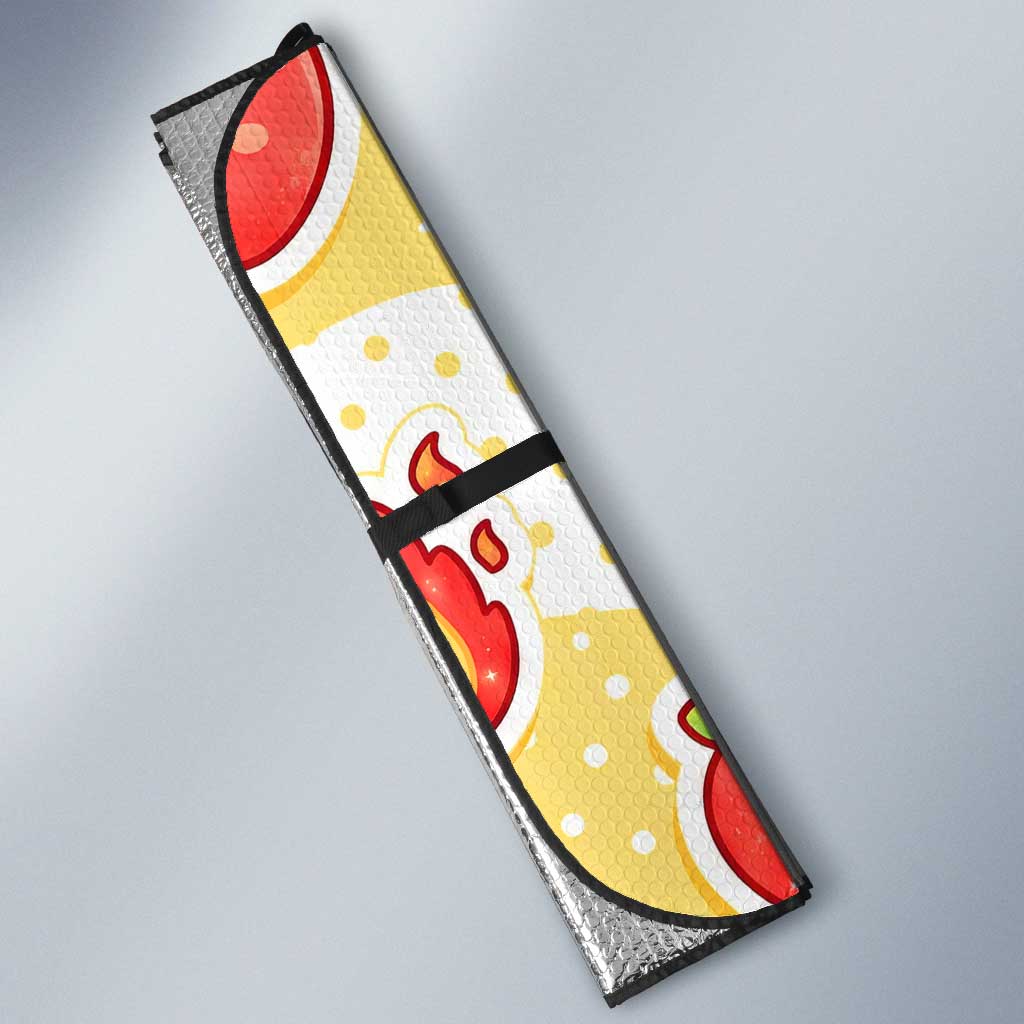Fuecoco Auto Sun Shade Kawaii Apple Flame Pop Art