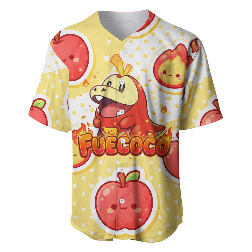 Fuecoco Baseball Jersey Kawaii Apple Flame Pop Art