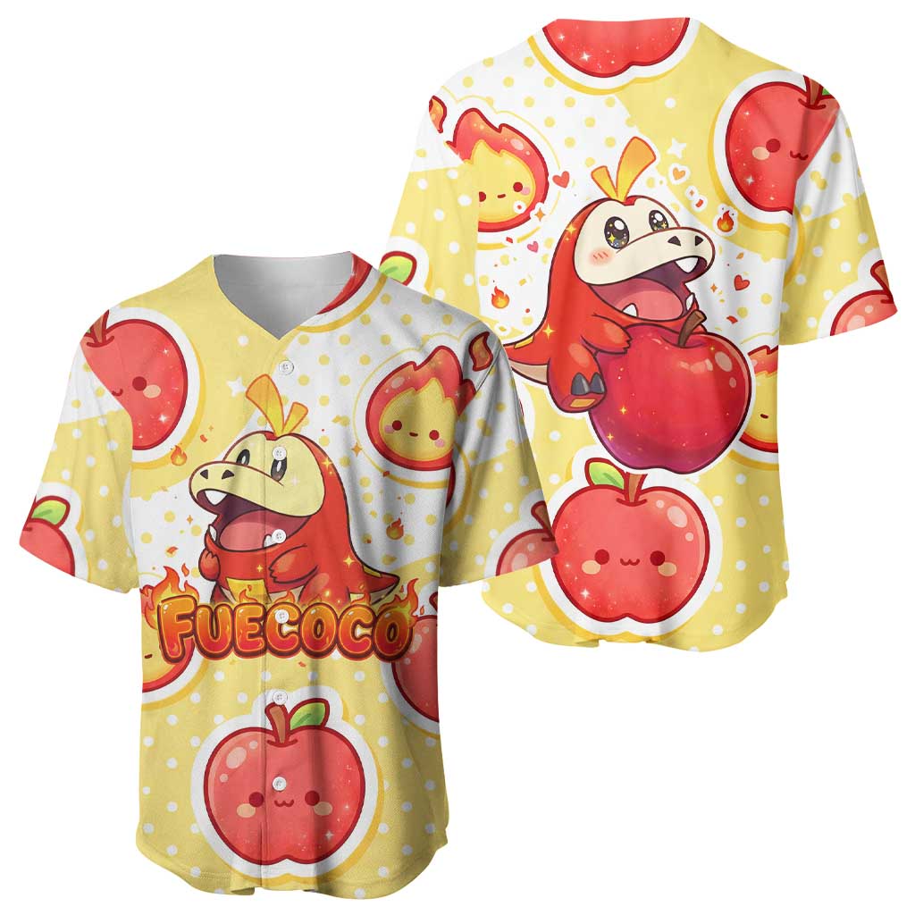 Fuecoco Baseball Jersey Kawaii Apple Flame Pop Art