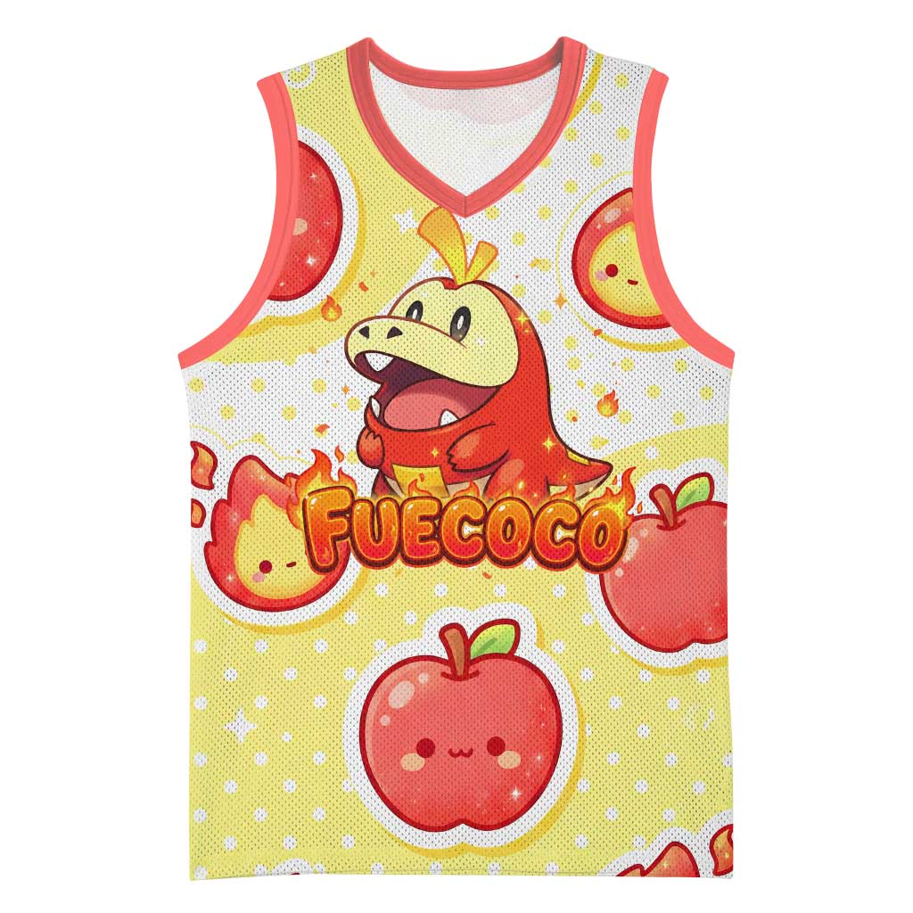 Fuecoco Basketball Jersey Kawaii Apple Flame Pop Art