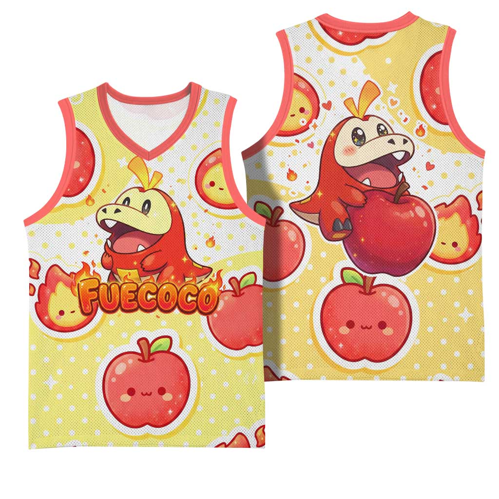 Fuecoco Basketball Jersey Kawaii Apple Flame Pop Art