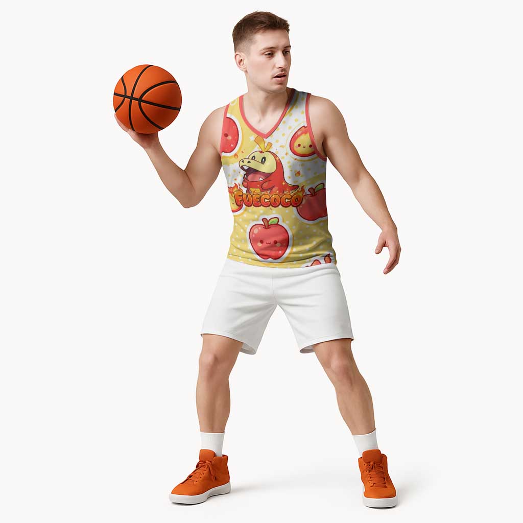 Fuecoco Basketball Jersey Kawaii Apple Flame Pop Art