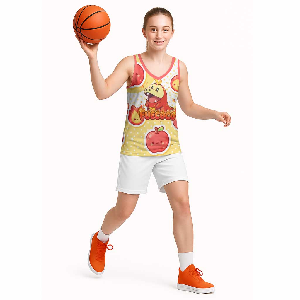 Fuecoco Basketball Jersey Kawaii Apple Flame Pop Art
