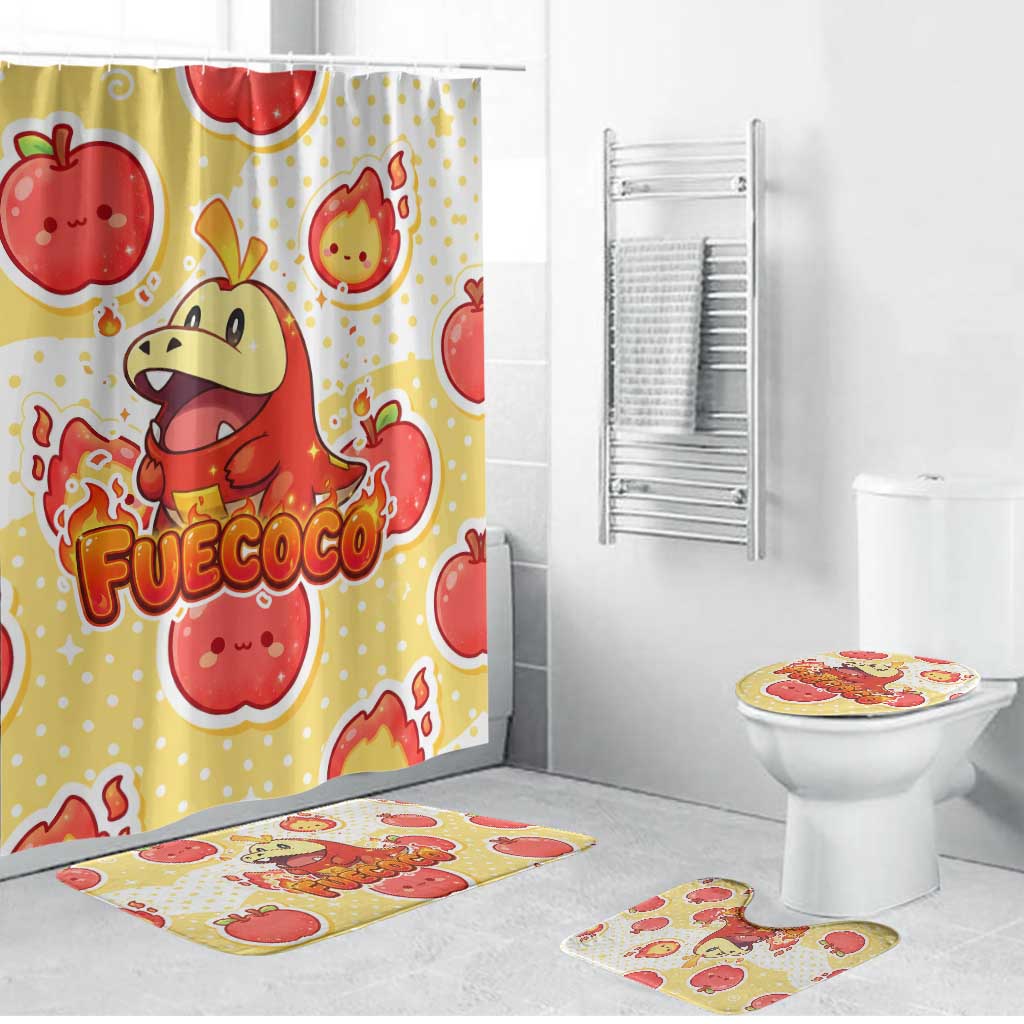 Fuecoco Bathroom Set Kawaii Apple Flame Pop Art