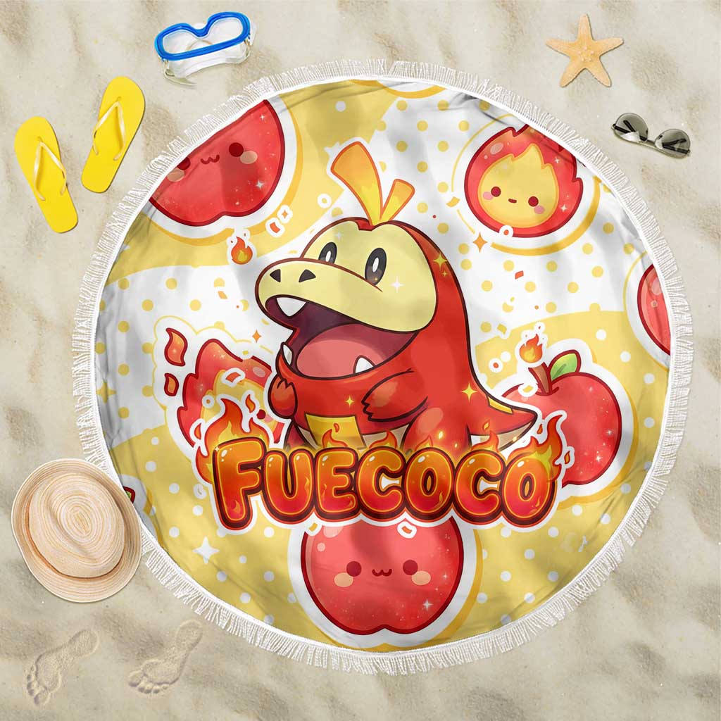 Fuecoco Beach Blanket Kawaii Apple Flame Pop Art