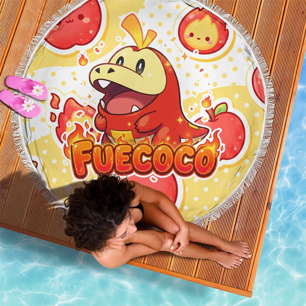 Fuecoco Beach Blanket Kawaii Apple Flame Pop Art