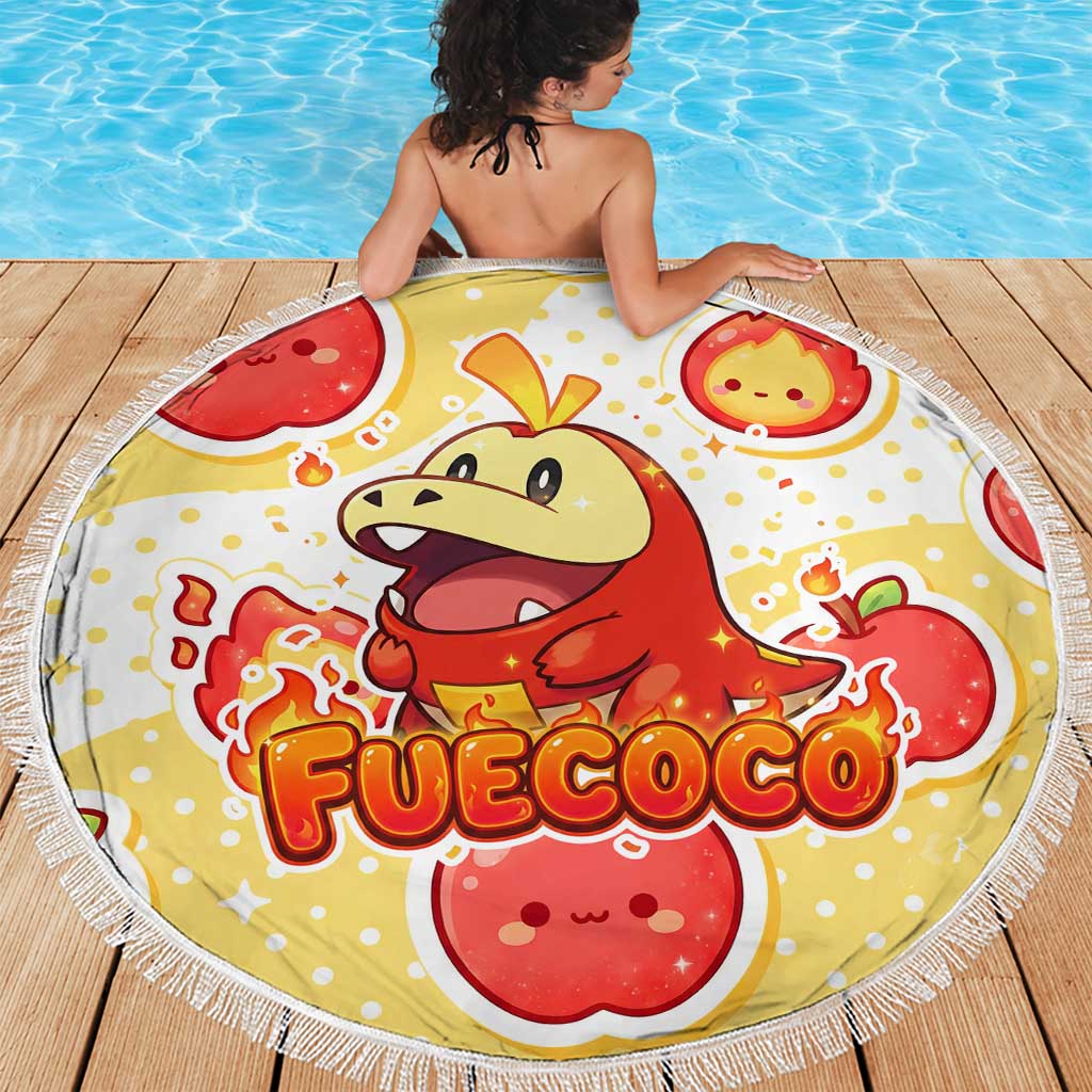 Fuecoco Beach Blanket Kawaii Apple Flame Pop Art