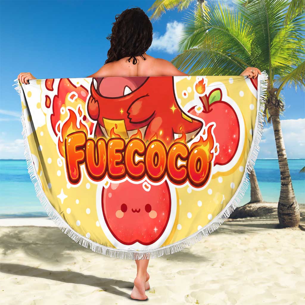 Fuecoco Beach Blanket Kawaii Apple Flame Pop Art
