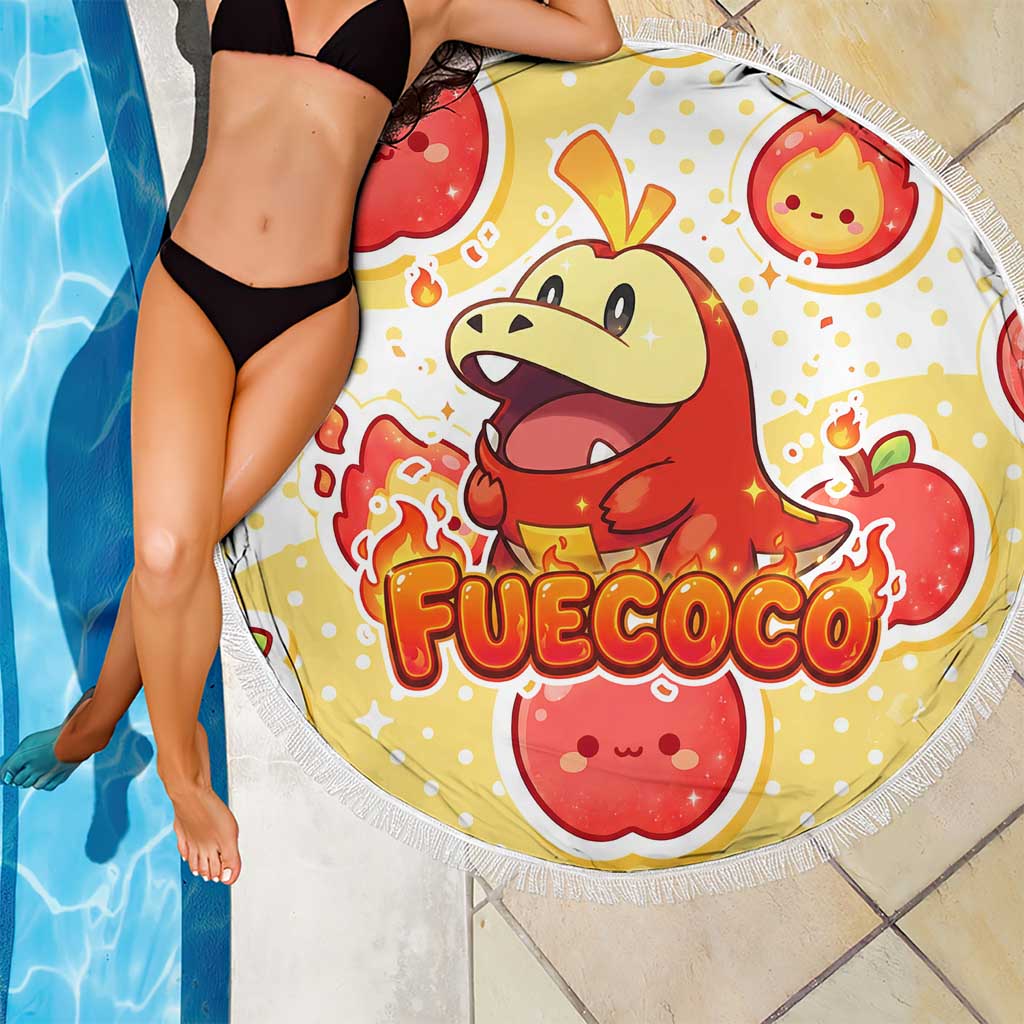 Fuecoco Beach Blanket Kawaii Apple Flame Pop Art
