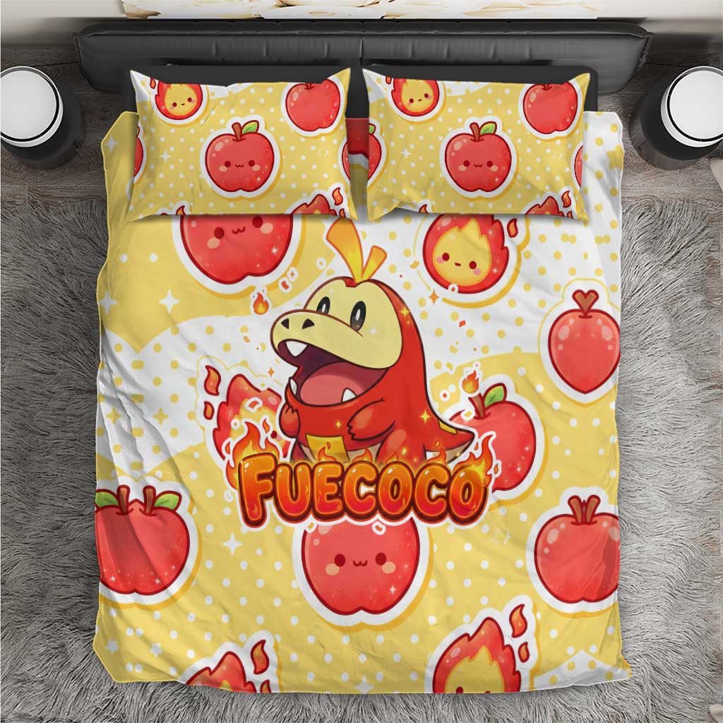 Fuecoco Bedding Set Kawaii Apple Flame Pop Art