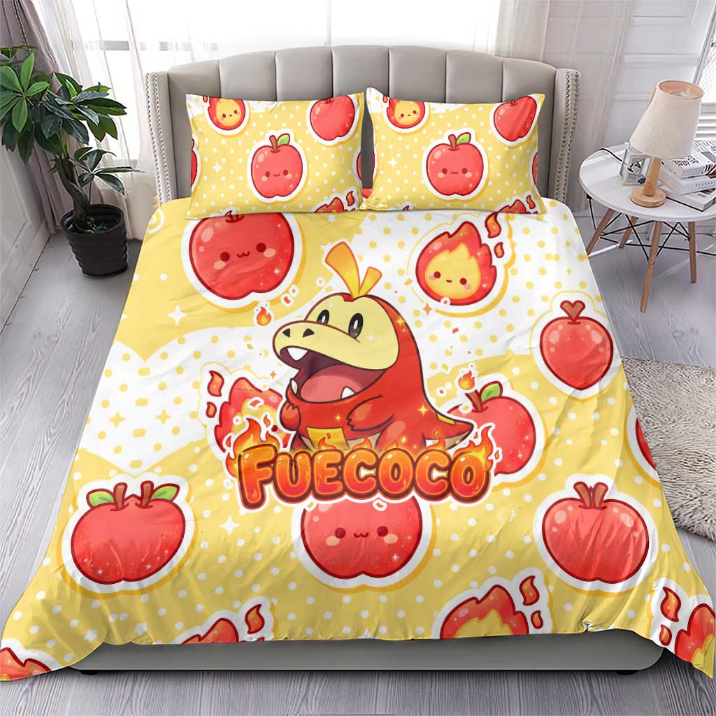 Fuecoco Bedding Set Kawaii Apple Flame Pop Art