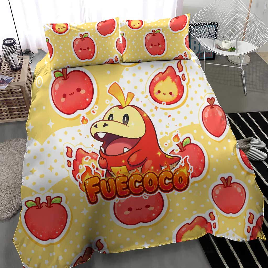 Fuecoco Bedding Set Kawaii Apple Flame Pop Art