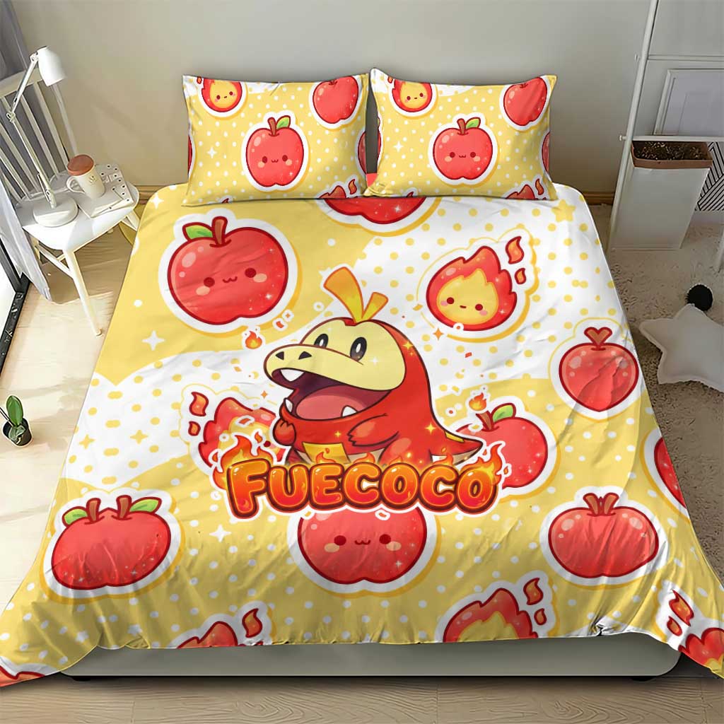 Fuecoco Bedding Set Kawaii Apple Flame Pop Art
