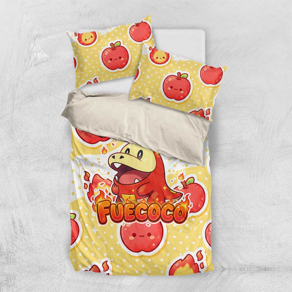 Fuecoco Bedding Set Kawaii Apple Flame Pop Art
