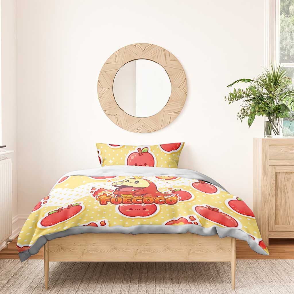 Fuecoco Bedding Set Kawaii Apple Flame Pop Art