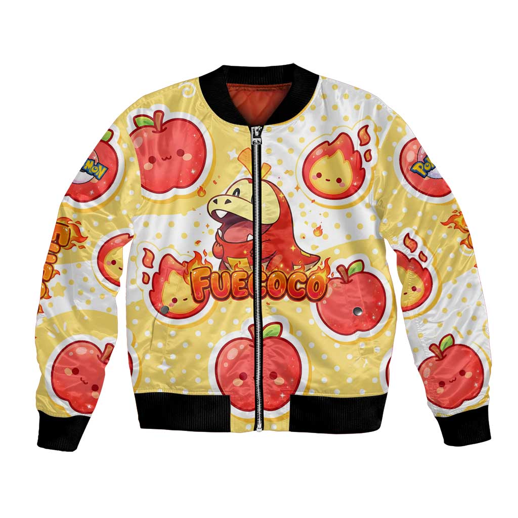 Fuecoco Bomber Jacket Kawaii Apple Flame Pop Art