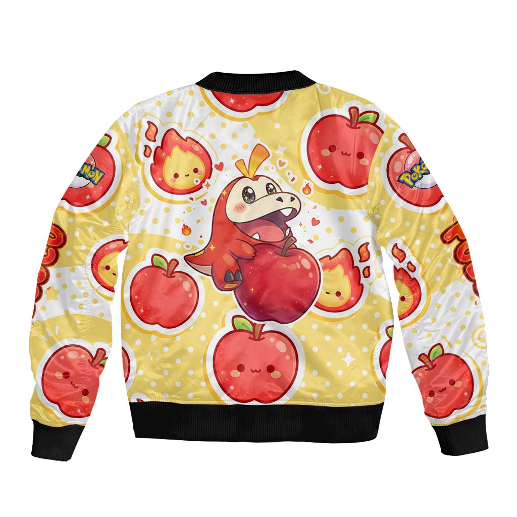 Fuecoco Bomber Jacket Kawaii Apple Flame Pop Art