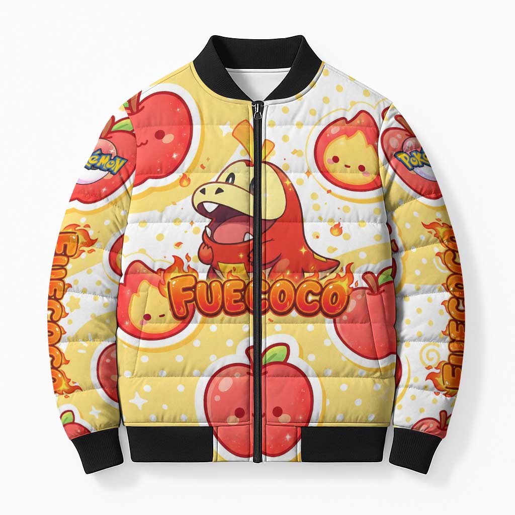 Fuecoco Bomber Puffer Jacket Kawaii Apple Flame Pop Art
