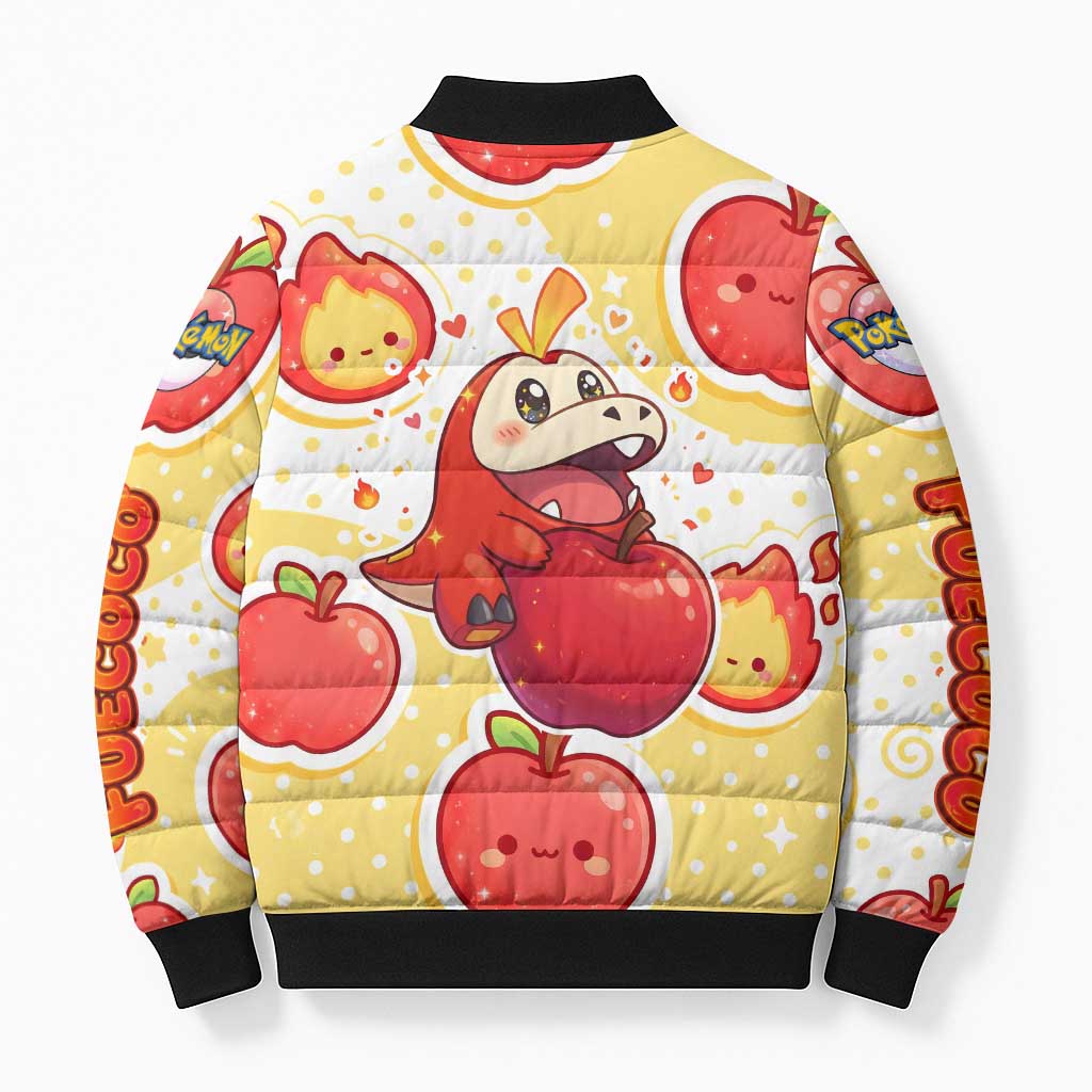 Fuecoco Bomber Puffer Jacket Kawaii Apple Flame Pop Art