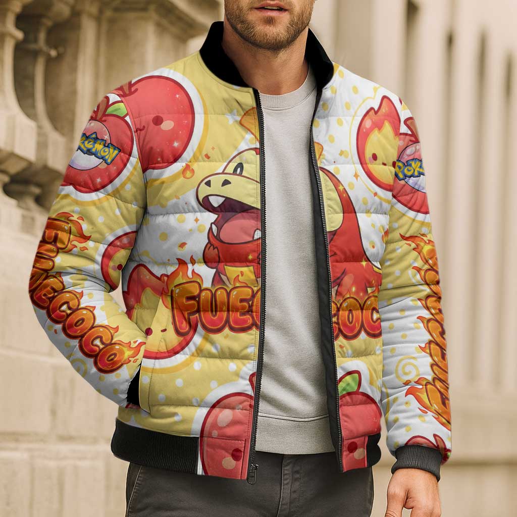 Fuecoco Bomber Puffer Jacket Kawaii Apple Flame Pop Art