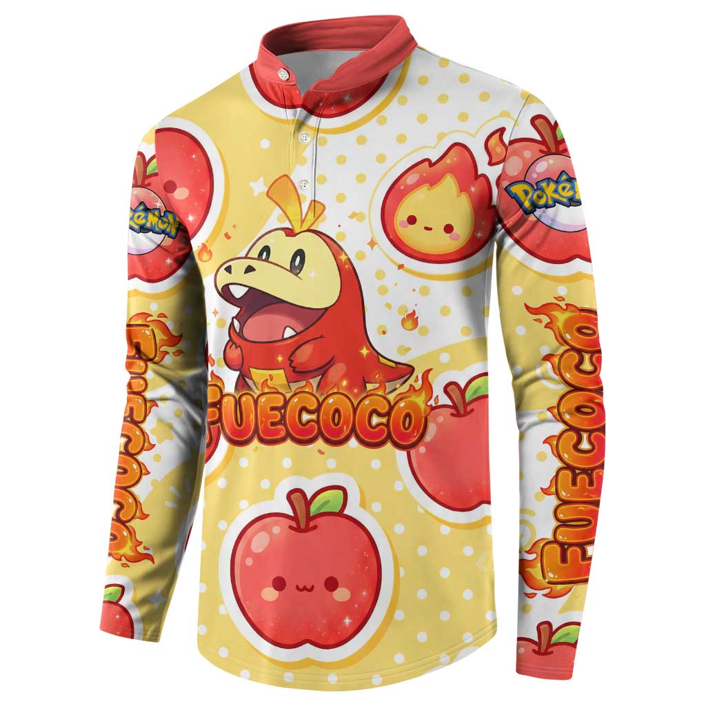 Fuecoco Button Sweatshirt Kawaii Apple Flame Pop Art