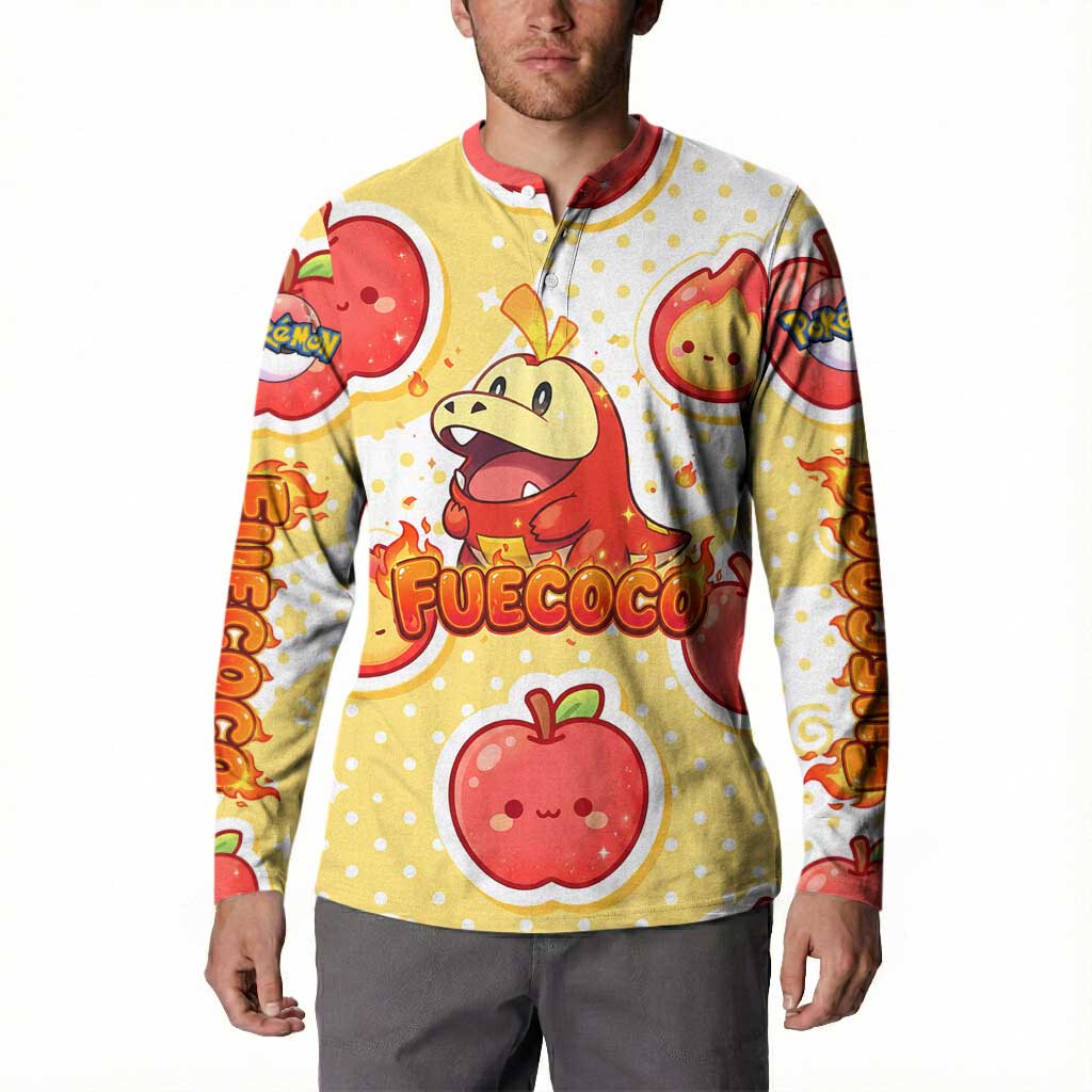 Fuecoco Button Sweatshirt Kawaii Apple Flame Pop Art