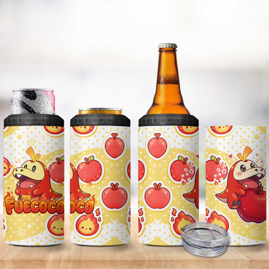 Fuecoco 4 in 1 Can Cooler Tumbler Kawaii Apple Flame Pop Art