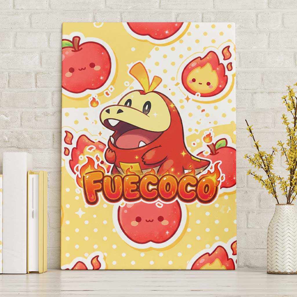 Fuecoco Canvas Wall Art Kawaii Apple Flame Pop Art