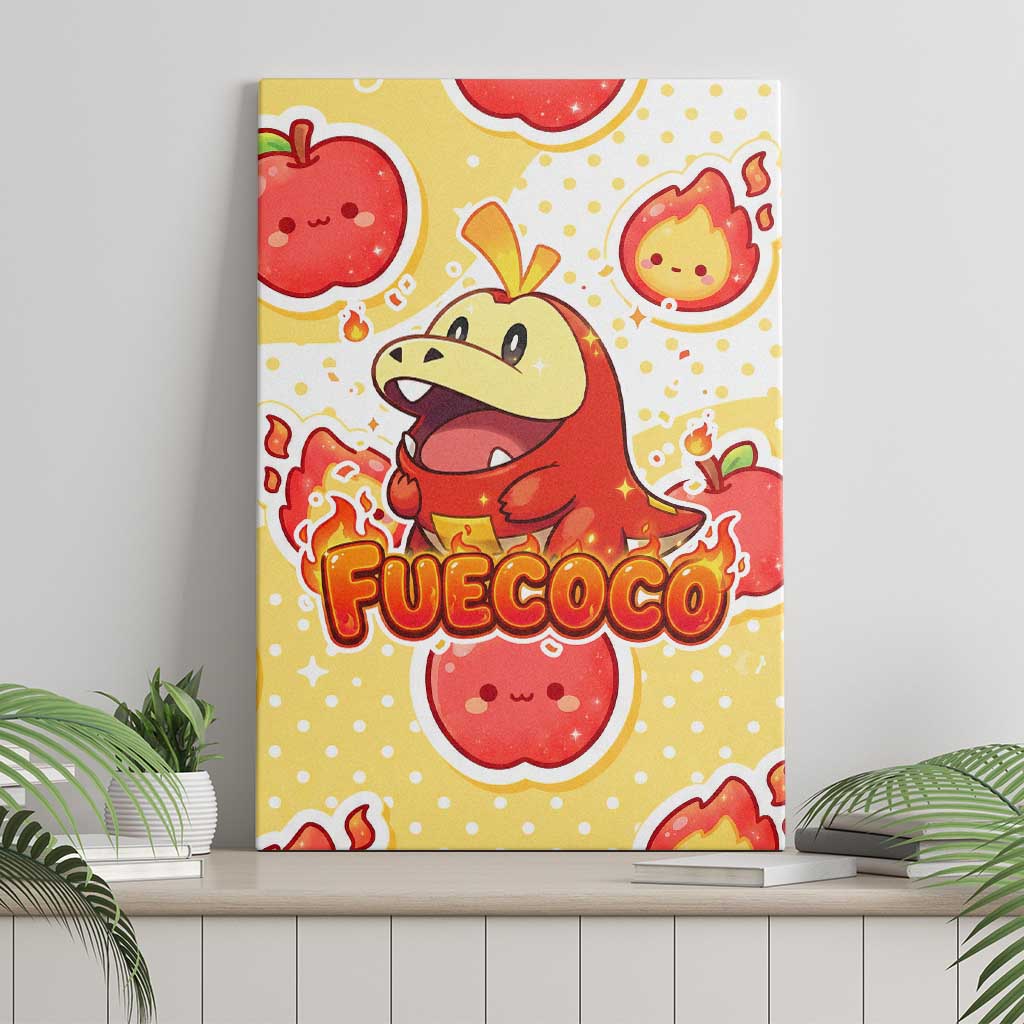 Fuecoco Canvas Wall Art Kawaii Apple Flame Pop Art