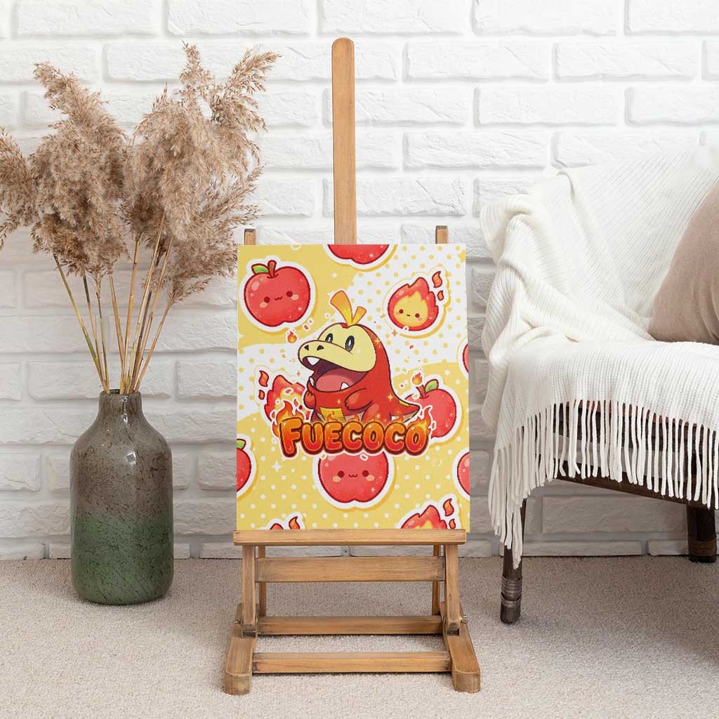 Fuecoco Canvas Wall Art Kawaii Apple Flame Pop Art