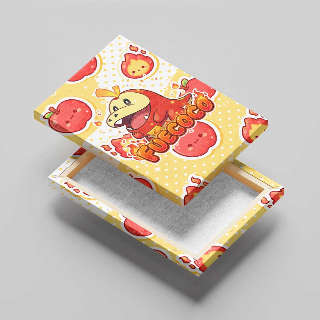 Fuecoco Canvas Wall Art Kawaii Apple Flame Pop Art